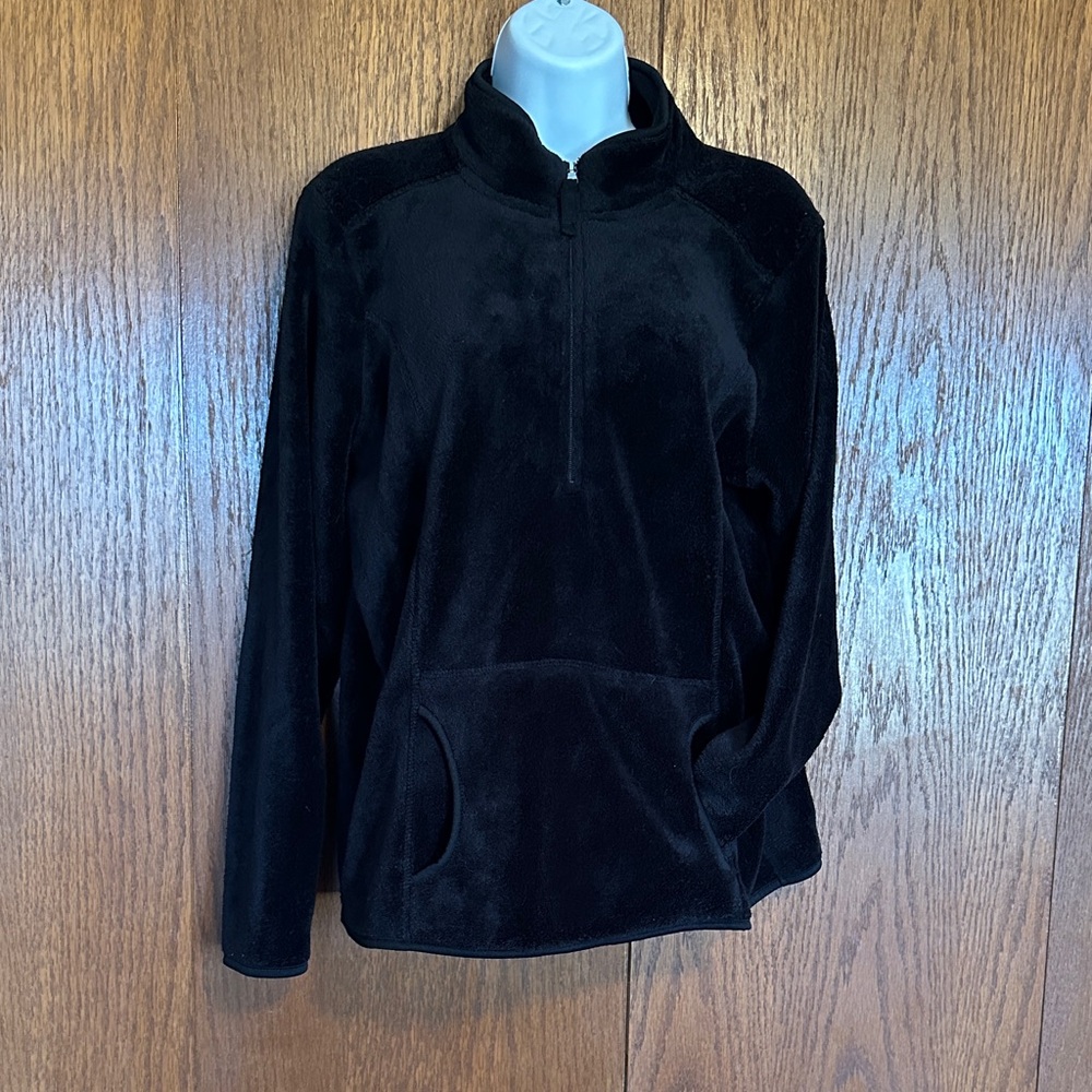 Black Half-Zip Fleece Pullover Hoodie